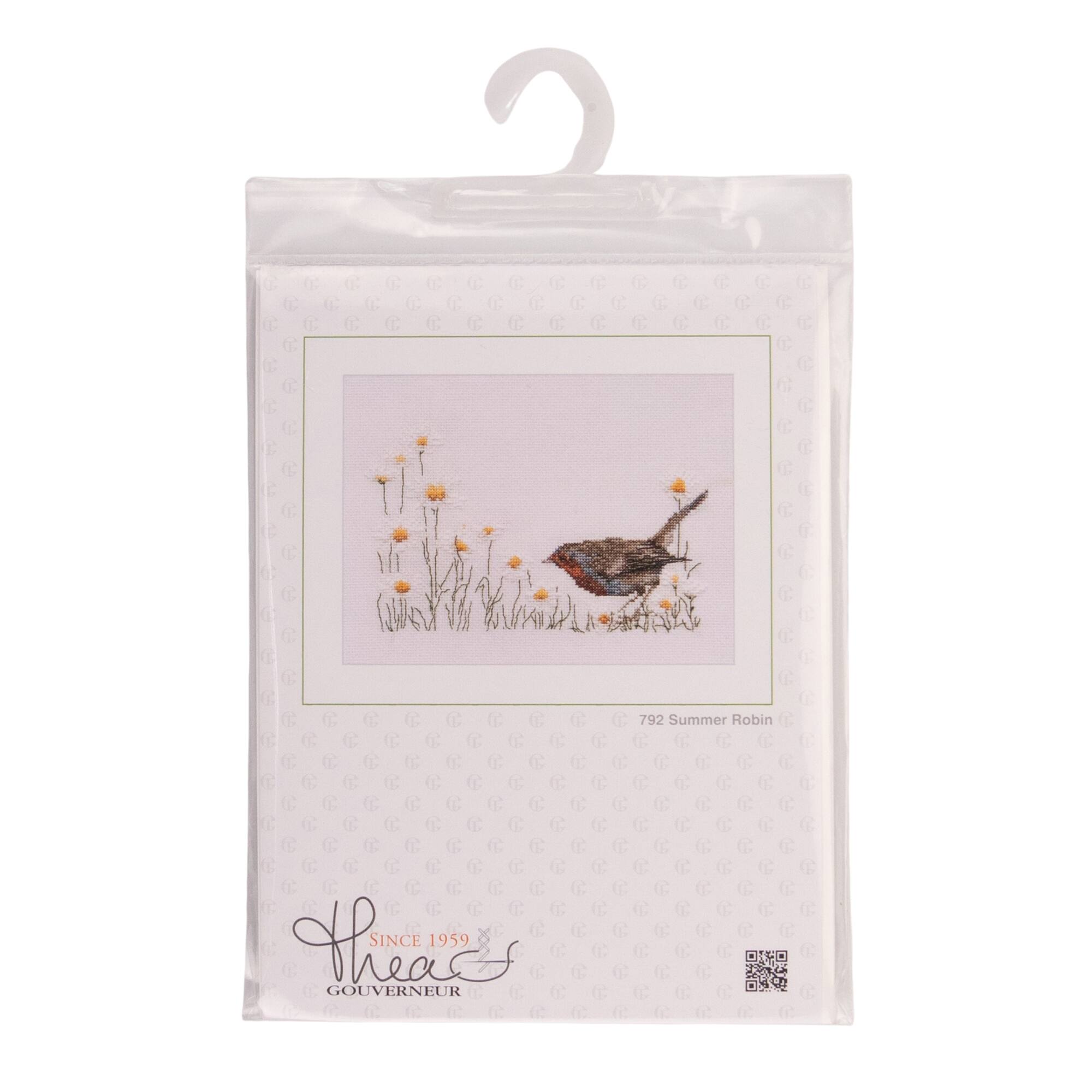 Thea Gouverneur Since 1959® Summer Robin & Daisies Counted Cross Stitch Kit